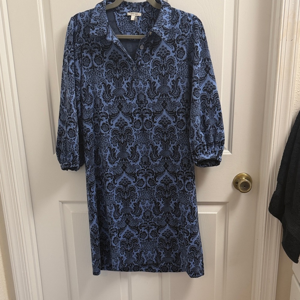 Tyler Boe Blue and Black Long Sleeve Dress